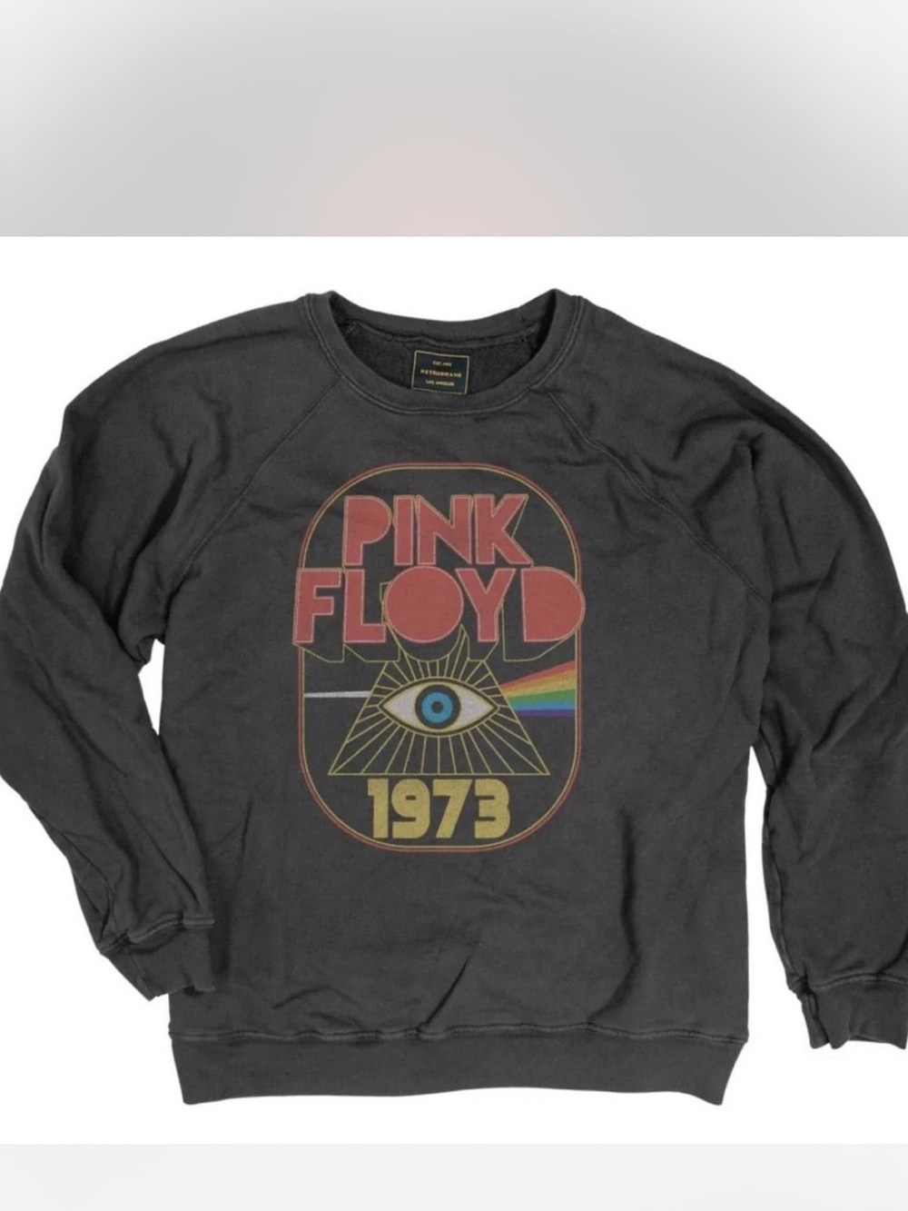Pink Floyd Black Crewneck with Red & Gold Retro Graphic